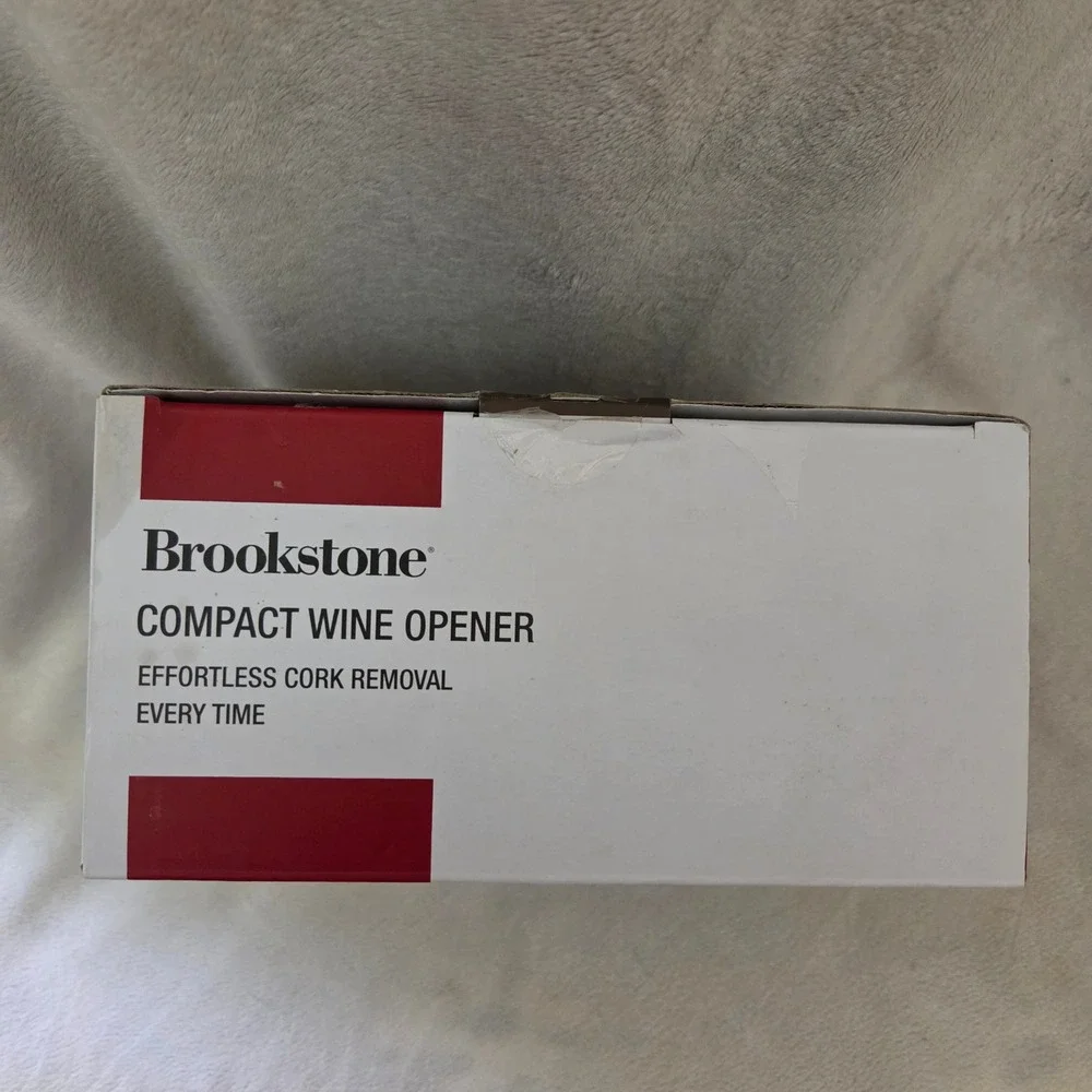 Brookstone Compact Wine Opener Lever Pull Chrome Foil Cutter Extra Spiral NEW